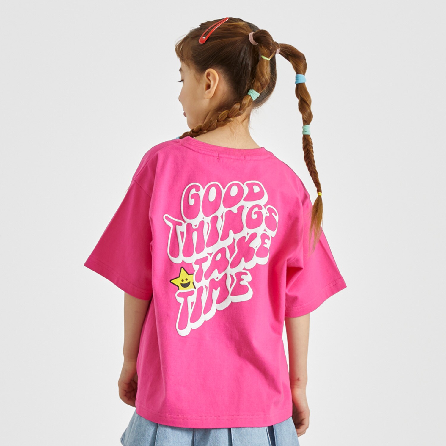 キラッキー+メッセージロゴ バックプリント半袖Tシャツ