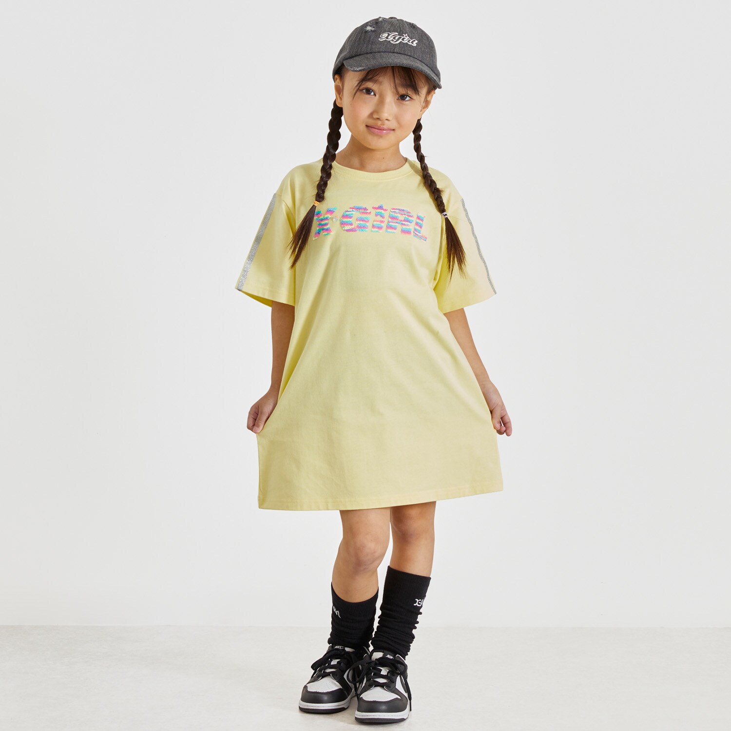 スパンコール刺しゅう 半袖Tワンピース