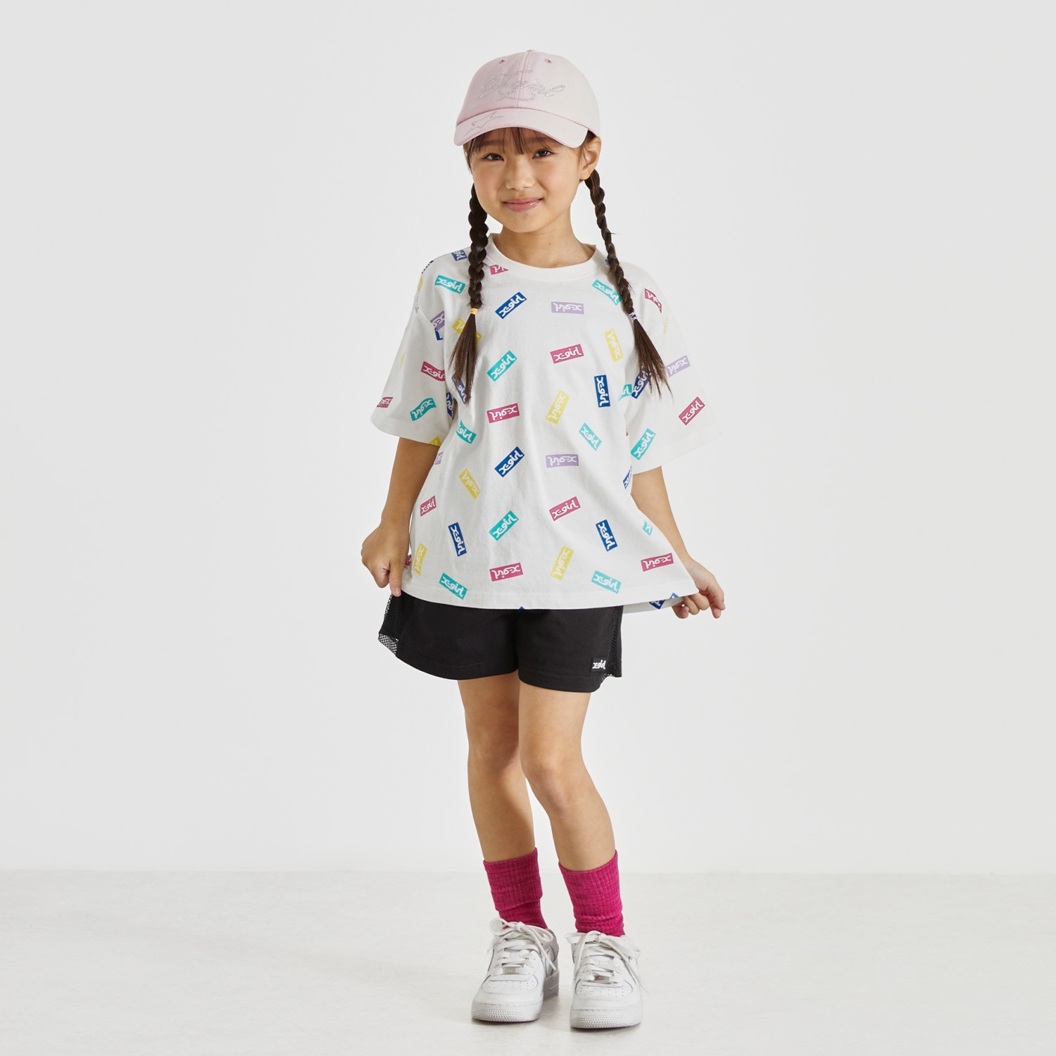 BOXロゴ総柄半袖T+サイドメッシュショートパンツセット