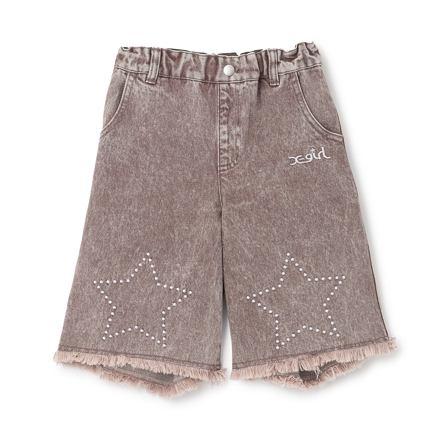 裾星刺しゅう ピグメントデニムハーフパンツ