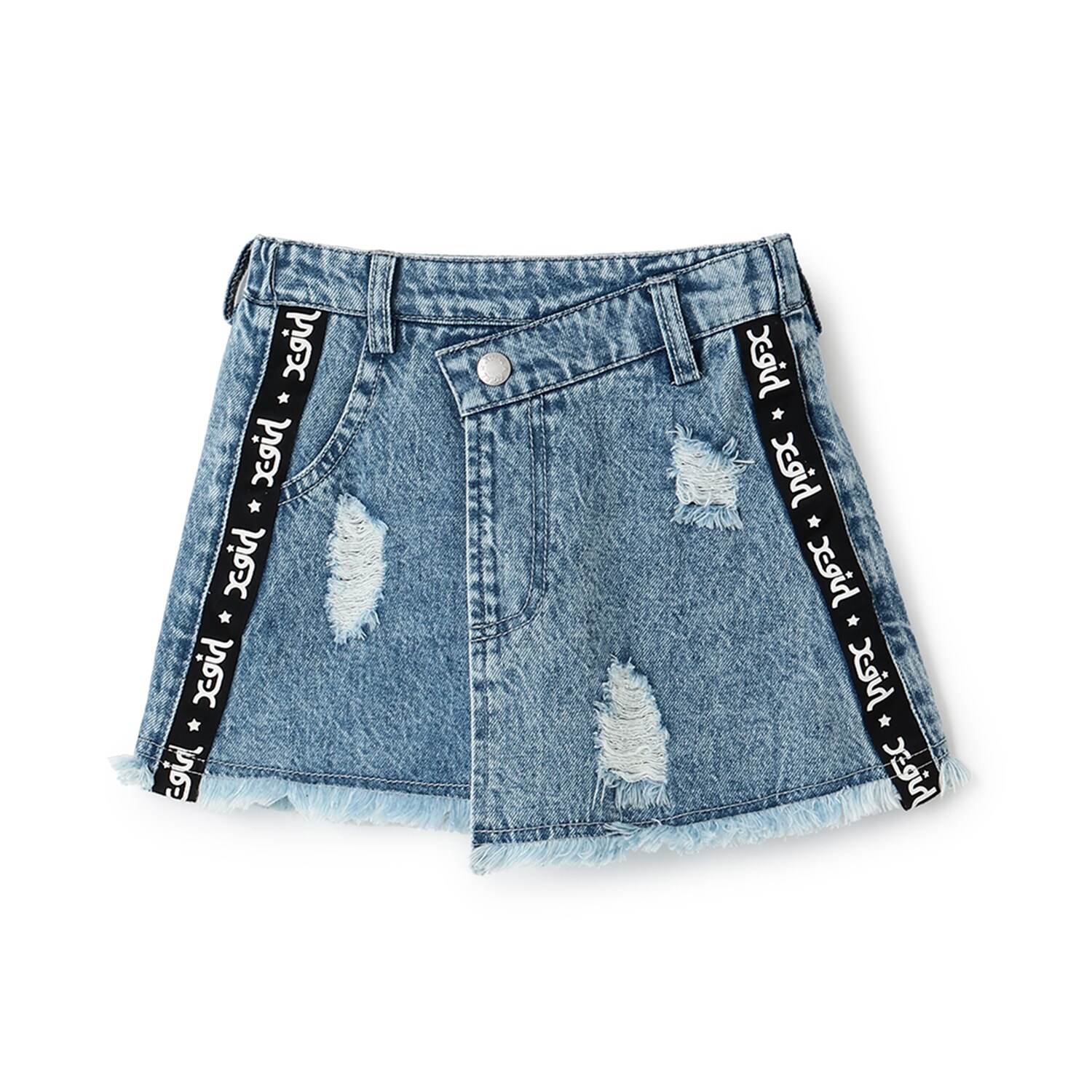 サイドロゴテープ  クラッシュ加工デニムスカート