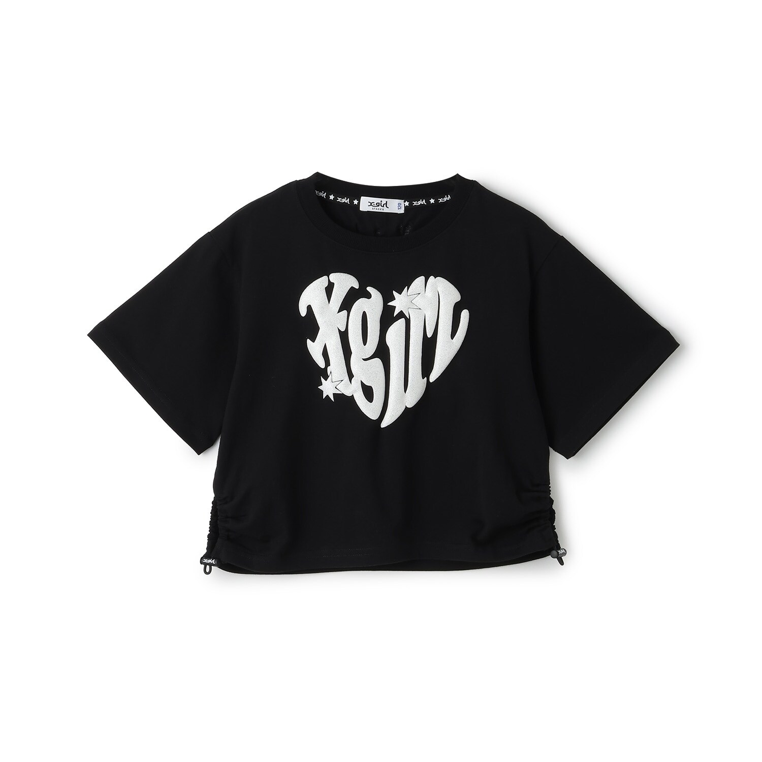 【接触冷感】発泡ハートロゴプリント シャーリング半袖Tシャツ