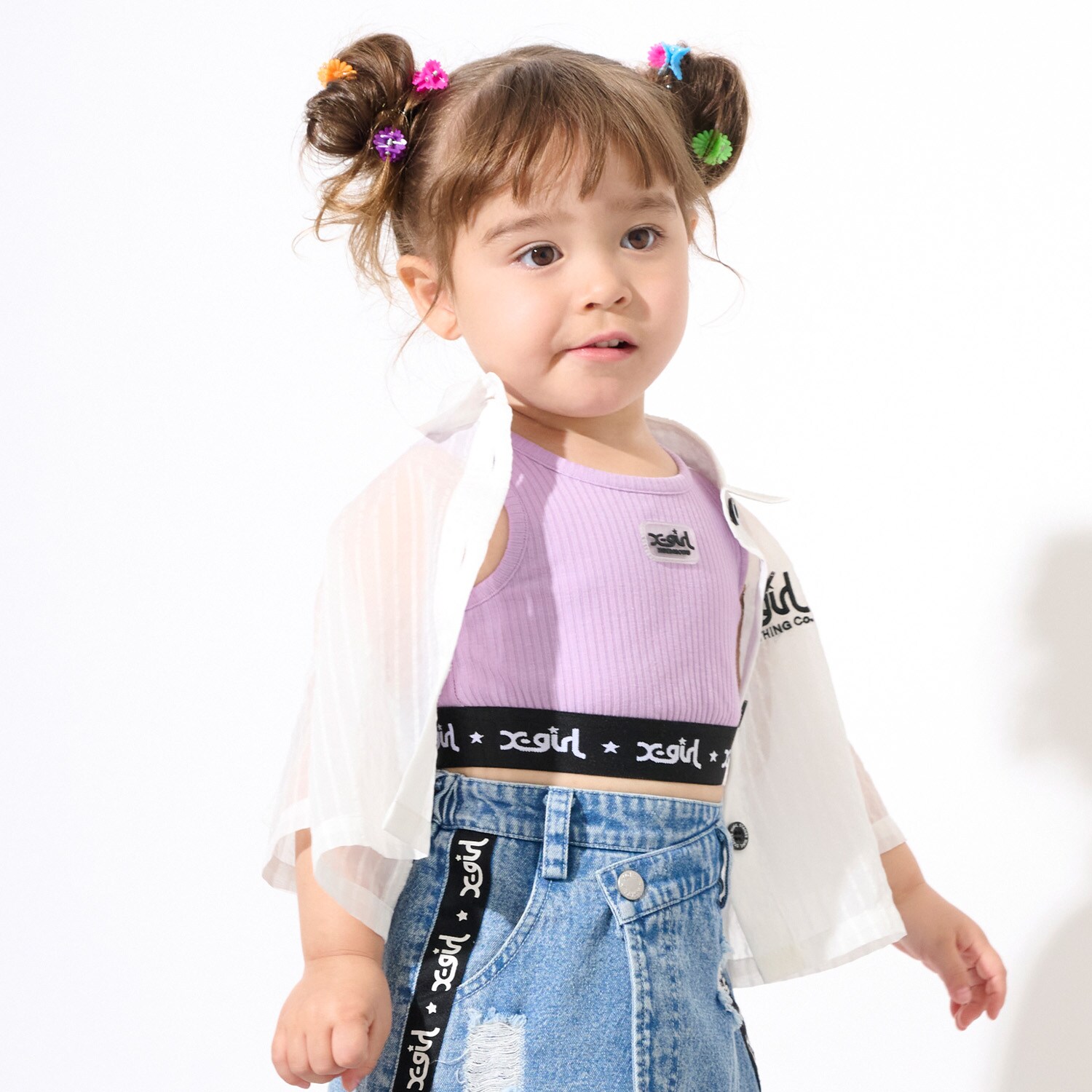 肩あきシアーシャツ+テレコショートタンク セット