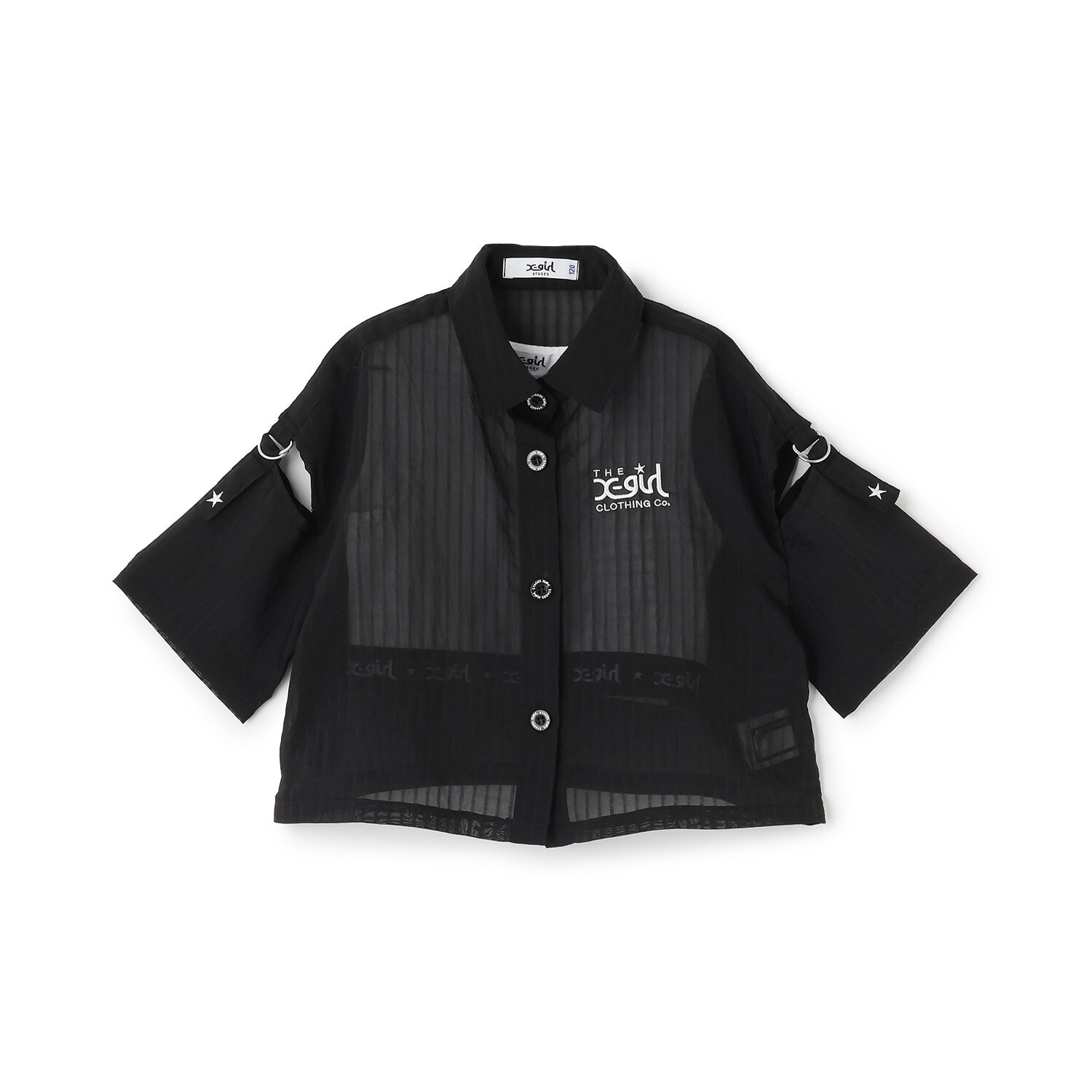 肩あきシアーシャツ+テレコショートタンク セット