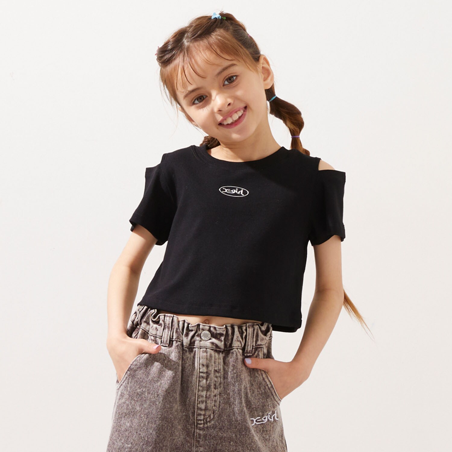 肩あき半袖チビTシャツ
