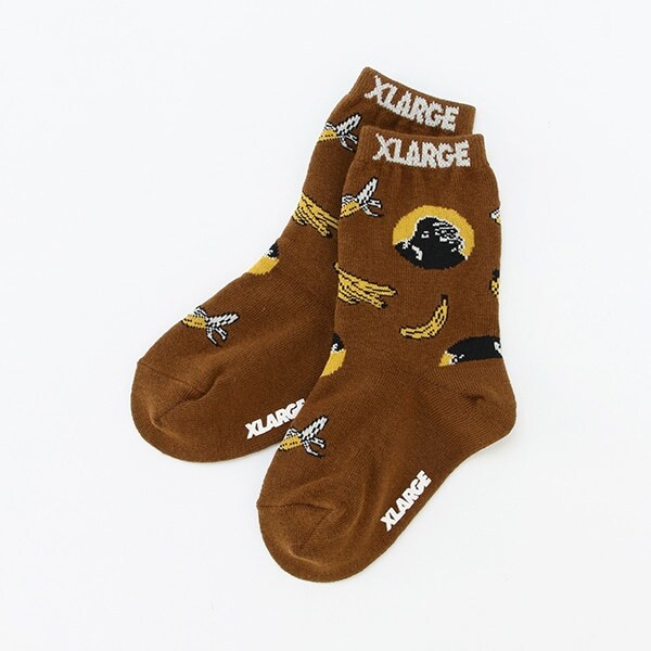 バナナ総柄クルーソックス【日本製】