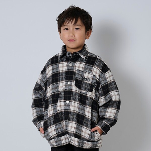 裏ボアチェックブルゾン