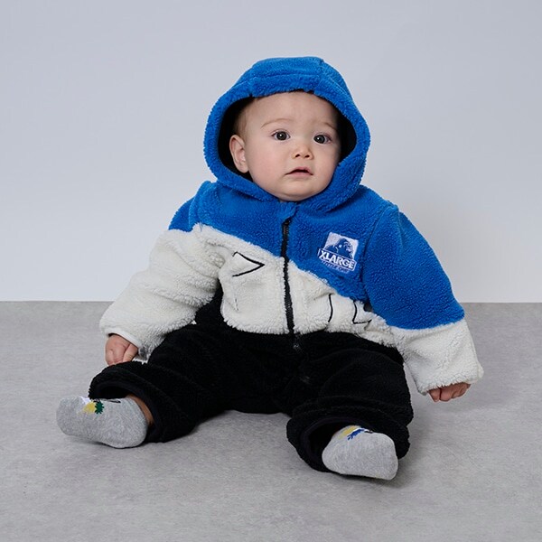 カラーブロックボアカバーオール