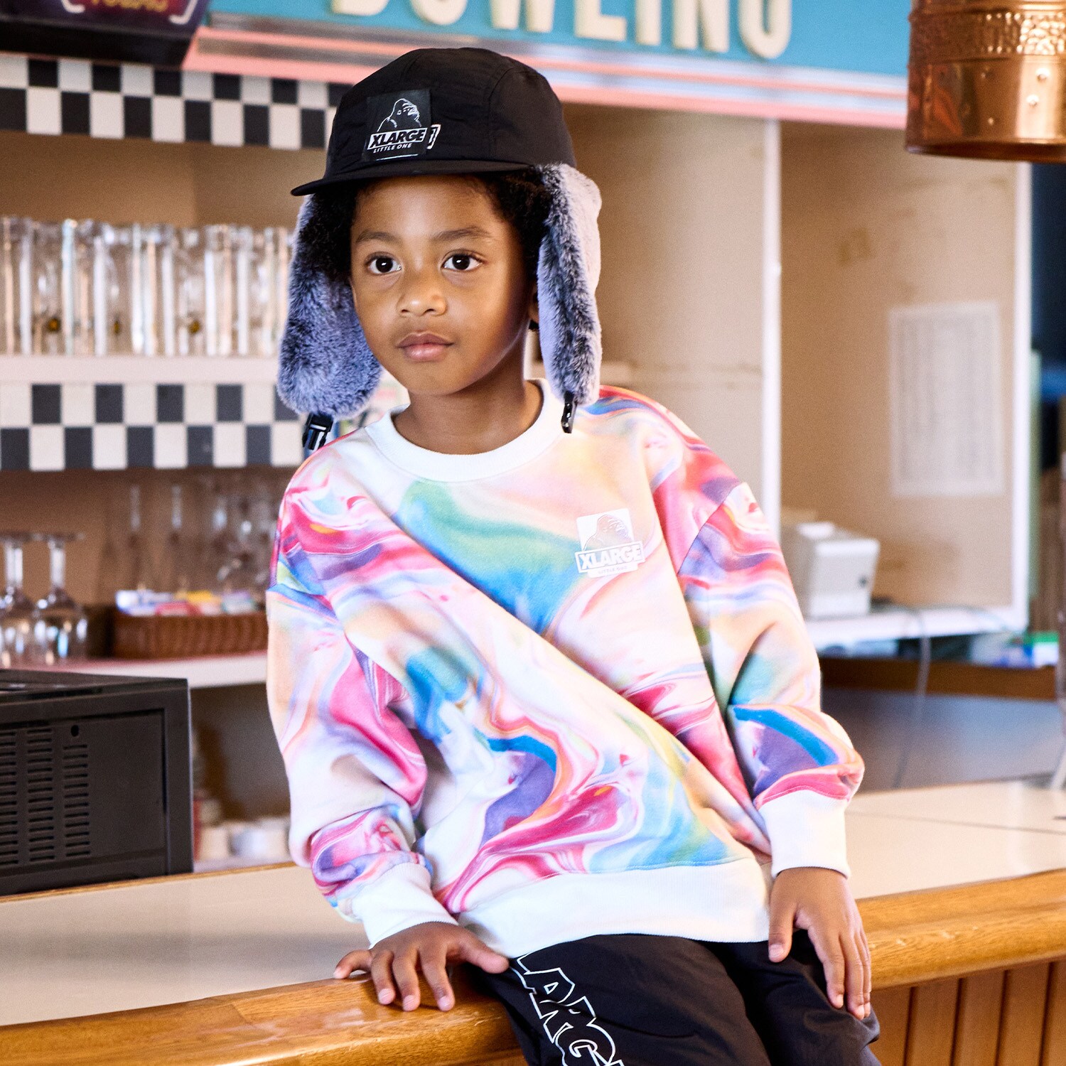 マーブル柄トレーナー