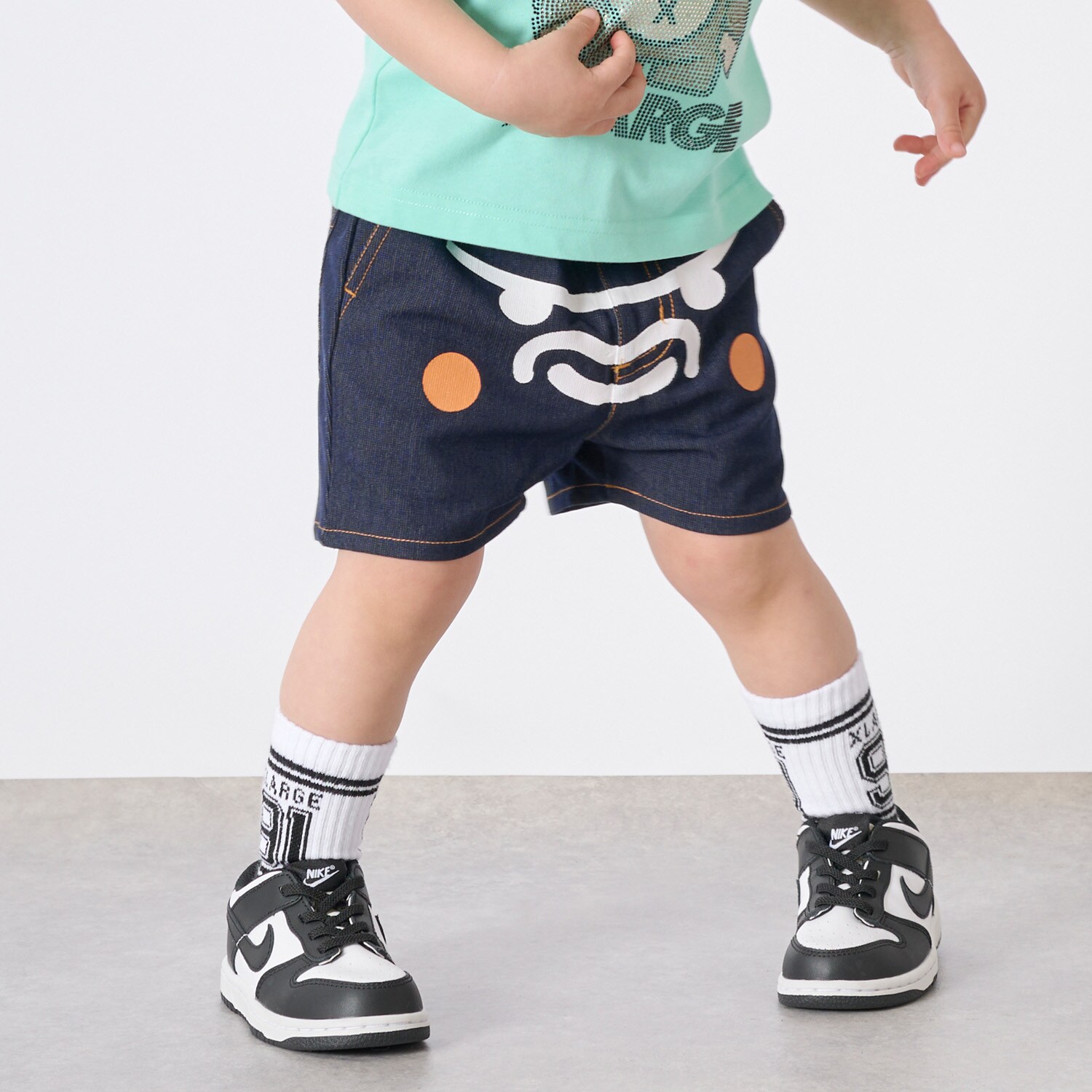 ファニーゴリラフェイス デニムショートパンツ