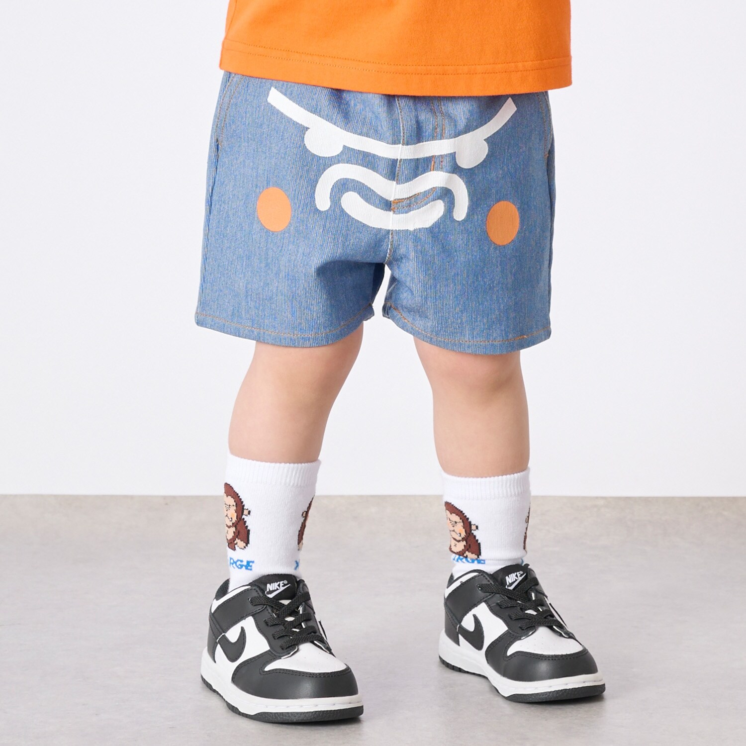 ファニーゴリラフェイス デニムショートパンツ