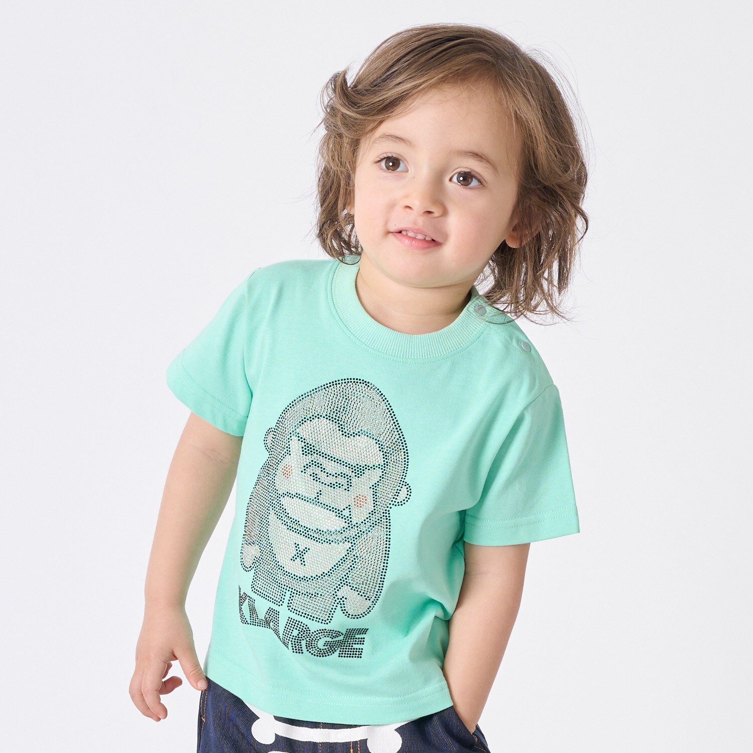 ラインストーンファニーゴリラ 半袖Tシャツ