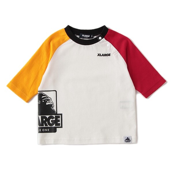 配色スリーブマルチ七分袖Tシャツ