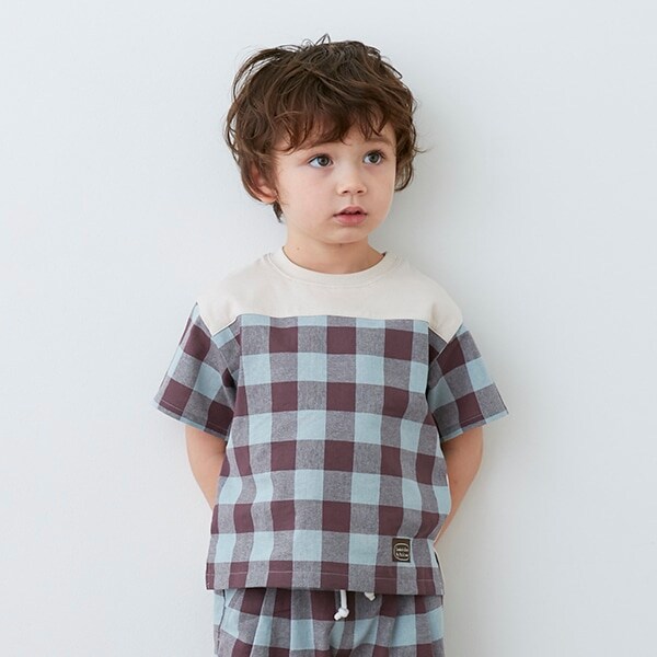 柄布帛切替半袖Tシャツ