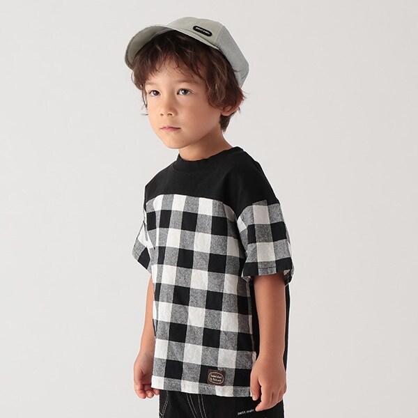 柄布帛切替半袖Tシャツ