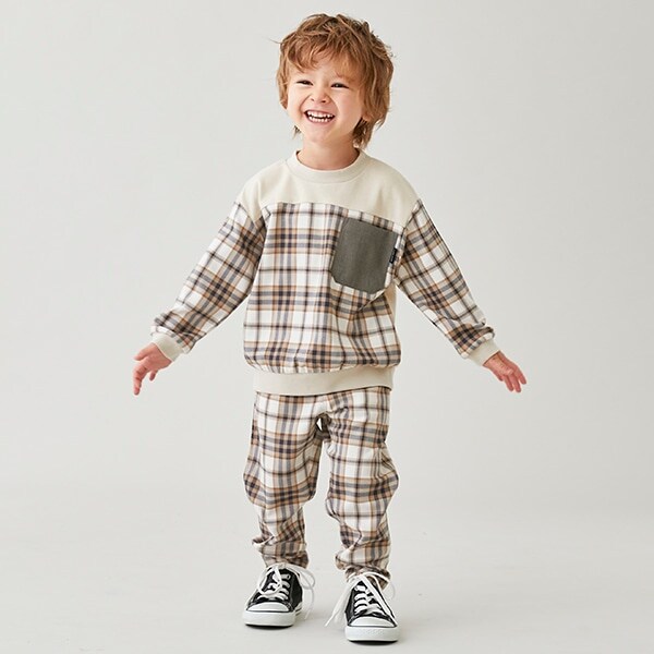 【リンク】チェックテーパードパンツ(キッズサイズ)