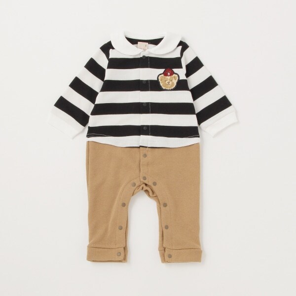 【弱酸性/リンク】太ボーダーカバーオール