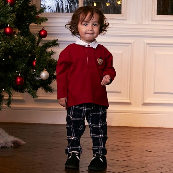 チェック裏起毛ストレートパンツ