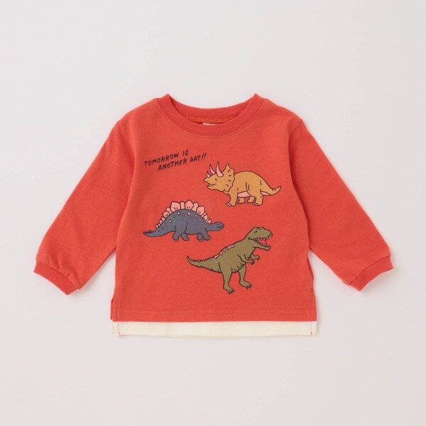 【Good price】裾レイヤード恐竜長袖T
