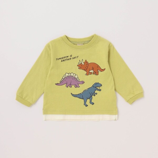 【Good price】裾レイヤード恐竜長袖T