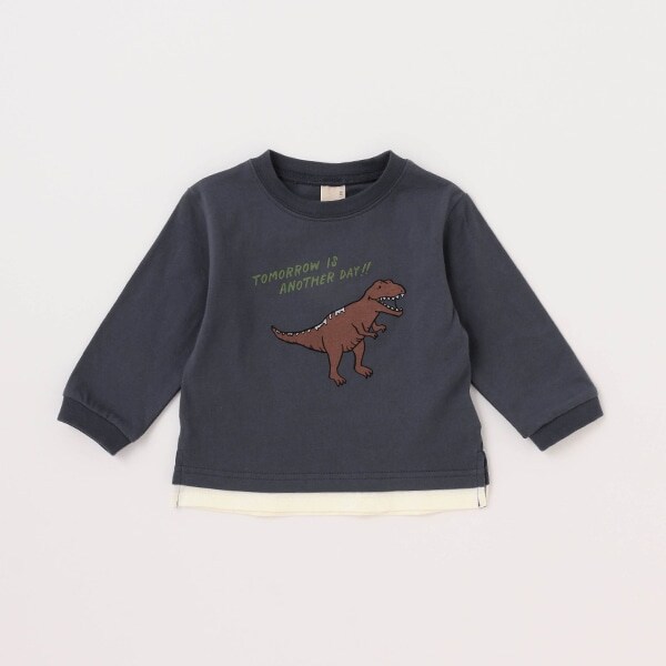 【Good price】裾レイヤード恐竜長袖T
