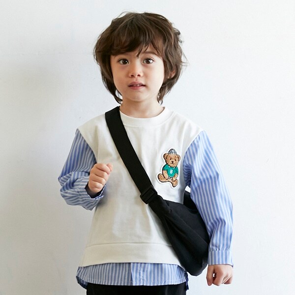【リンク】袖切り替えクマ長袖T(キッズサイズ)
