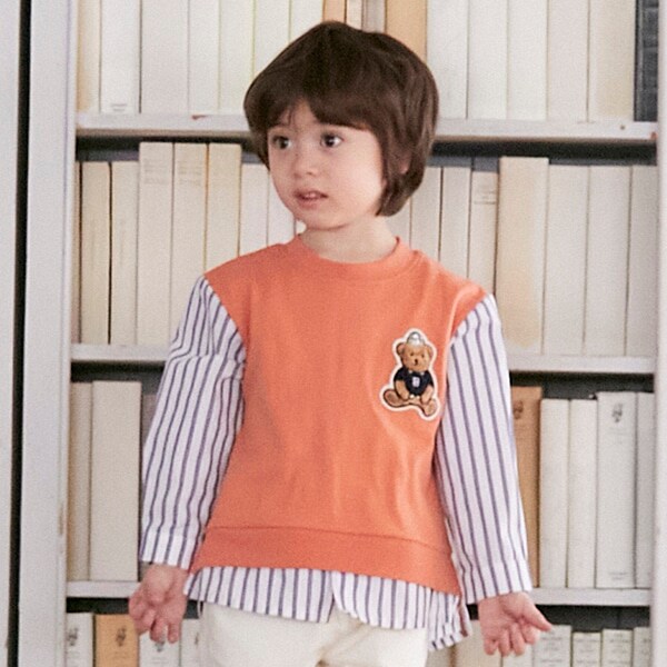 【リンク】袖切り替えクマ長袖T(キッズサイズ)