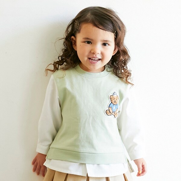 【リンク】袖切り替えクマ長袖T(キッズサイズ)