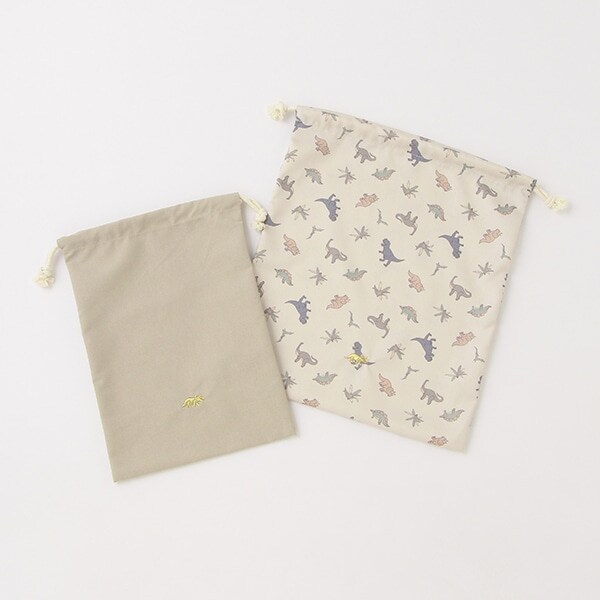 恐竜　車刺繍巾着2P