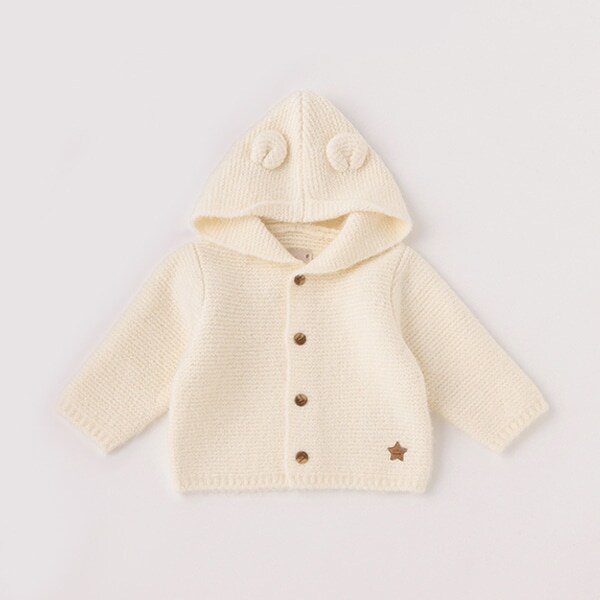 耳つきニットカーデ