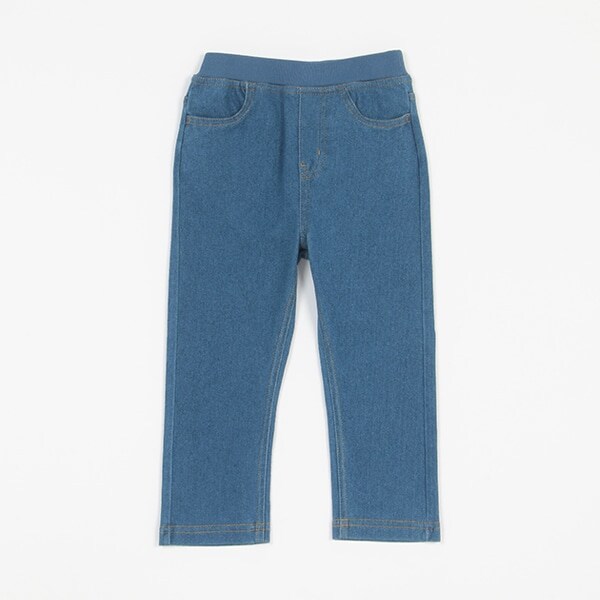カットデニムストレートパンツ