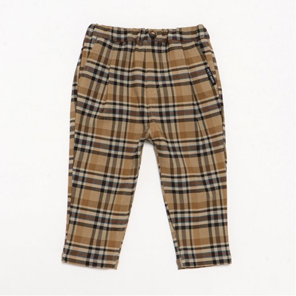 チェックストレッチテーパードパンツ