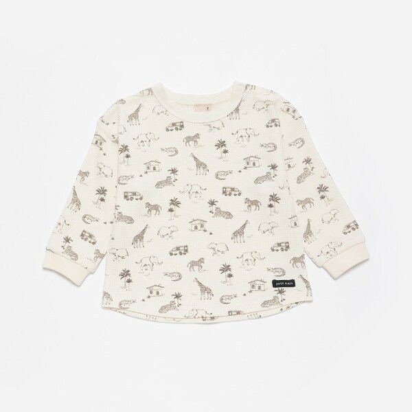 ワッフル動物総柄長袖T