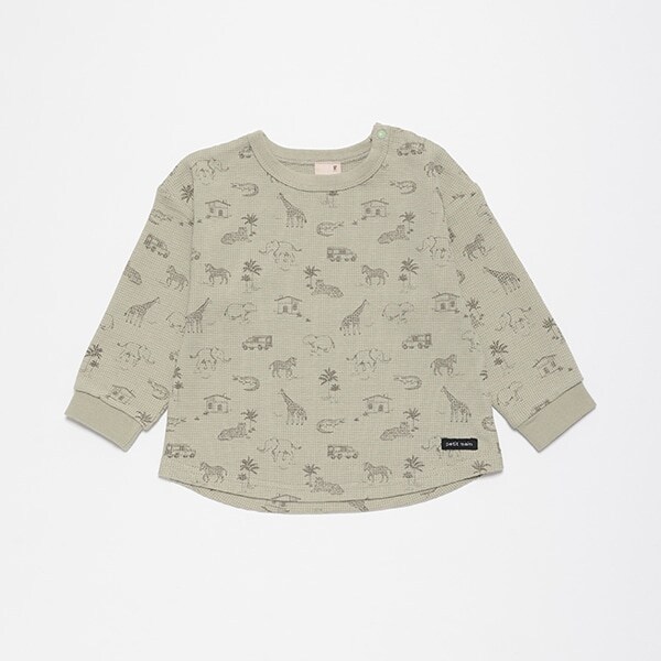 ワッフル動物総柄長袖T