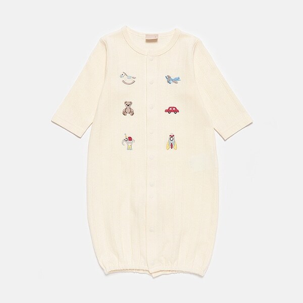 【オーガニック】モチーフ刺繍2WAYオール