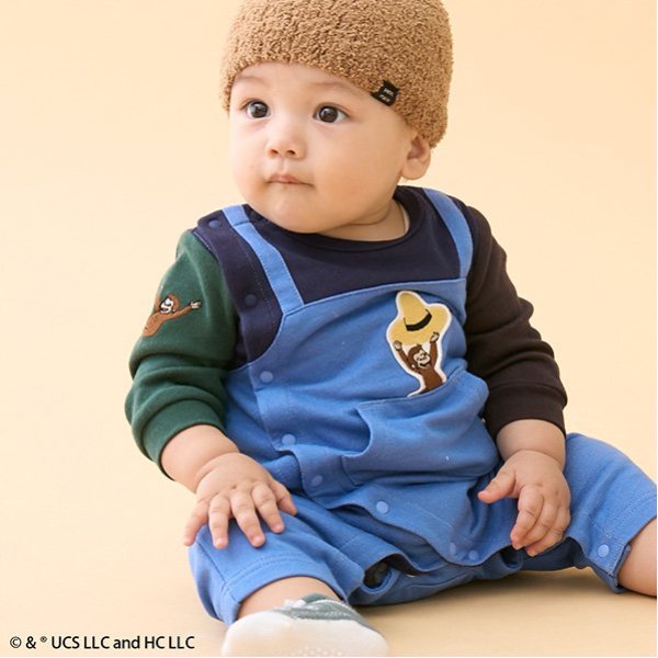 【おさるのジョージ】サロペット風カバーオール