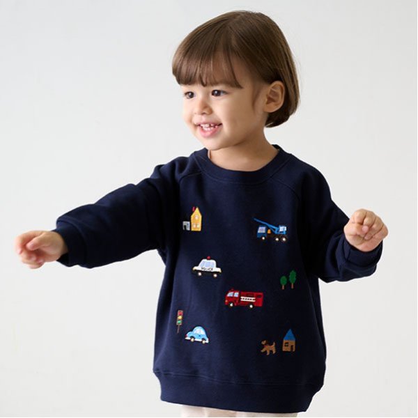 働く車刺しゅうトレーナー