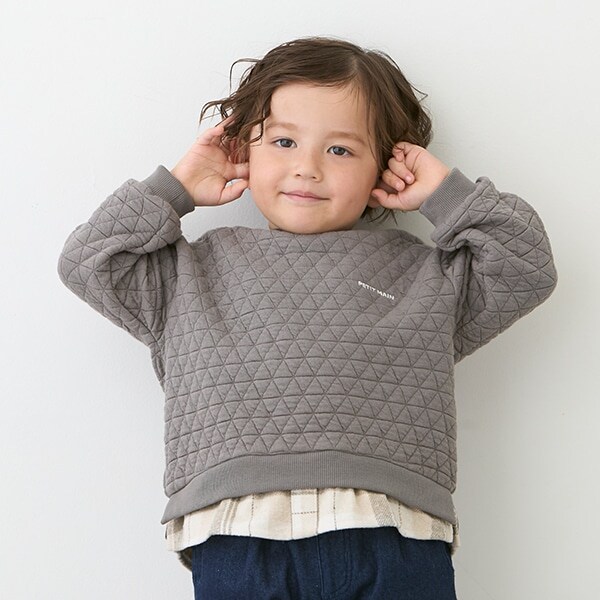 裾チェックトレーナー