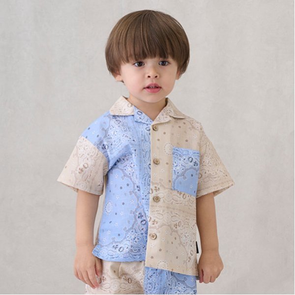 【リンク】マルチ柄開衿半袖シャツ(キッズ)