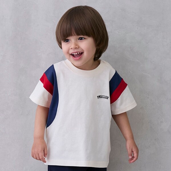 【接触冷感】袖ライン配色半袖Tシャツ