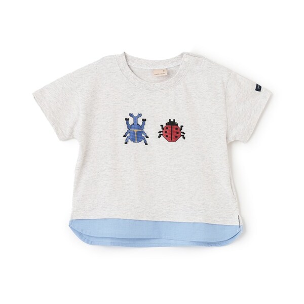 ブロックプリント半袖Tシャツ