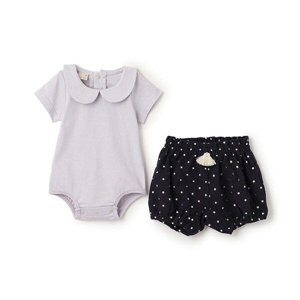 衿つきロンパース＋パンツセット