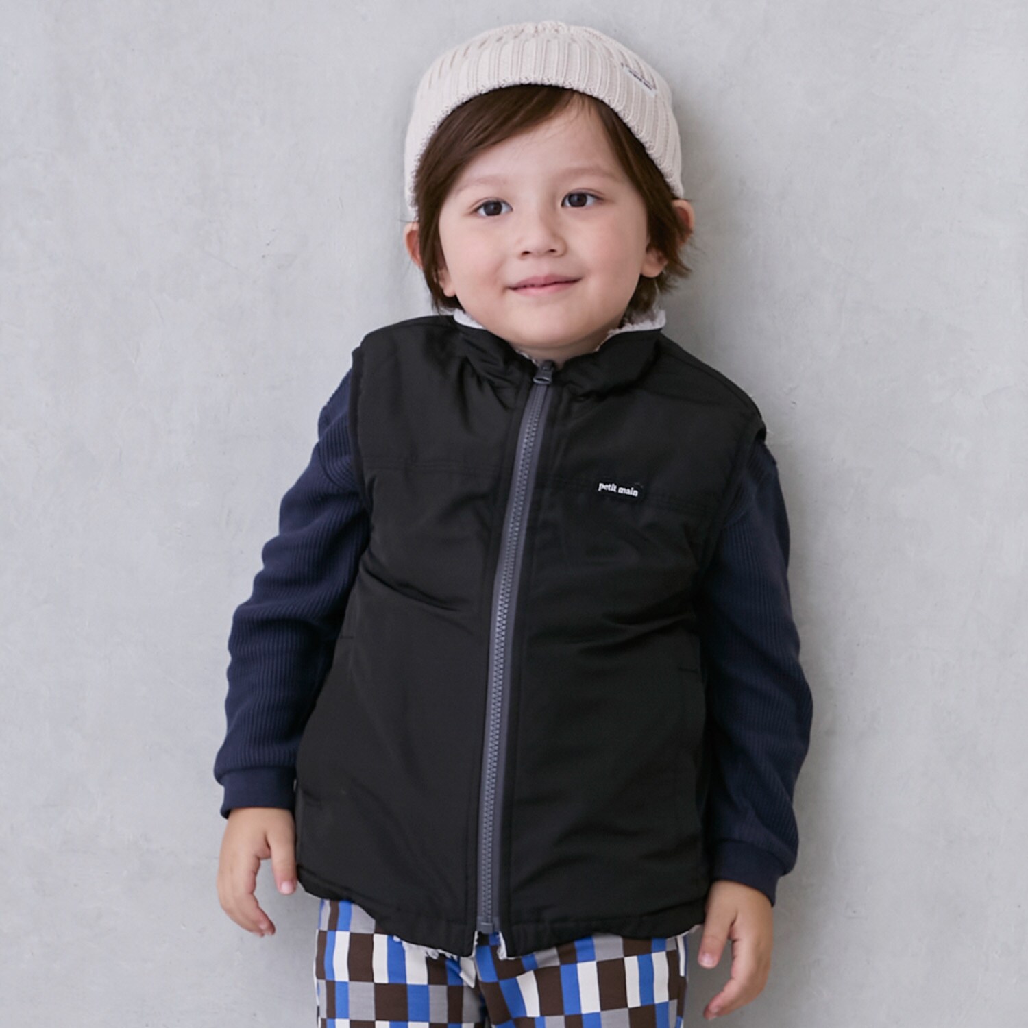 【洗える】無地×ボアリバーシブルベスト