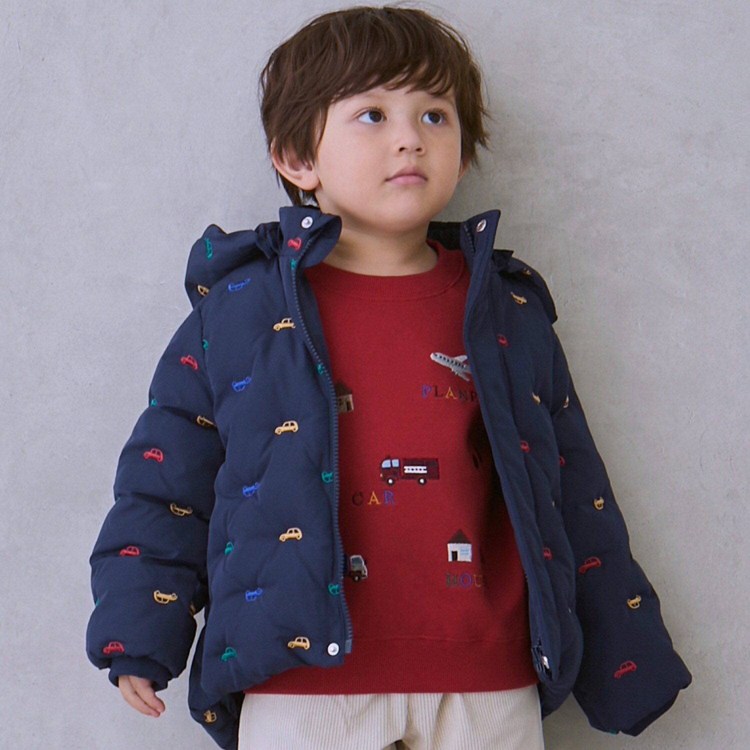 【リンク/洗える】アソート刺しゅう中綿ジャケット