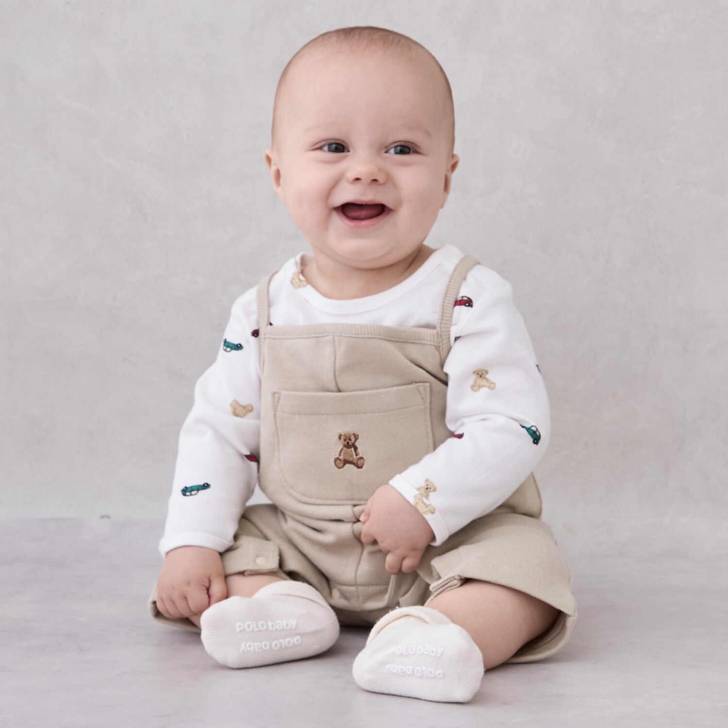 【POLO BCS】モチーフ長袖サロペット