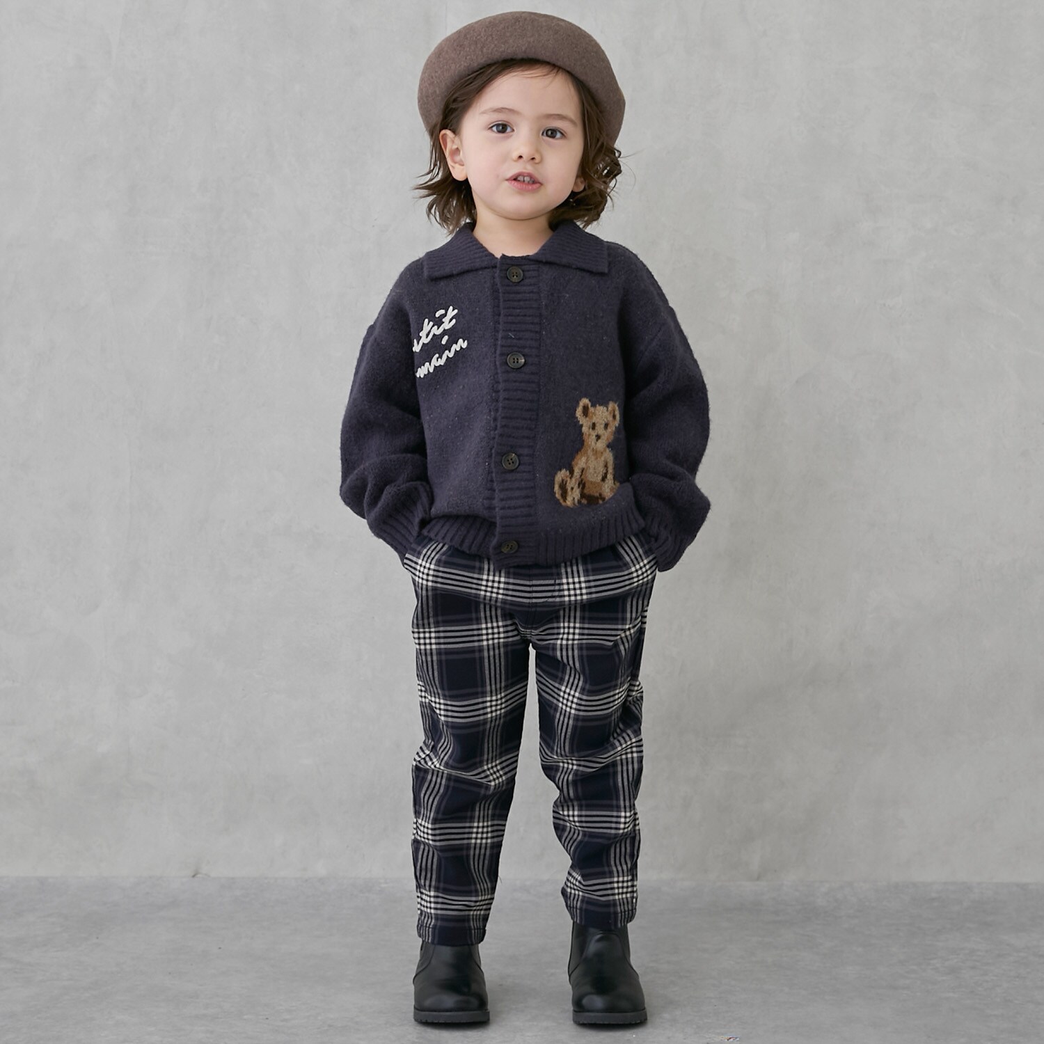 チェックのびのび起毛ストレッチパンツ