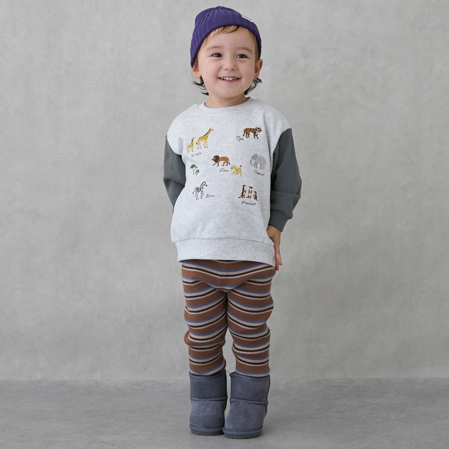 【ウォッシャブル】マルチボーダーニットレギパン