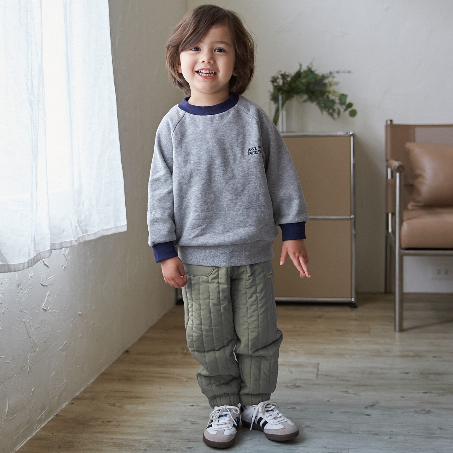 切り替えキルティングパンツ