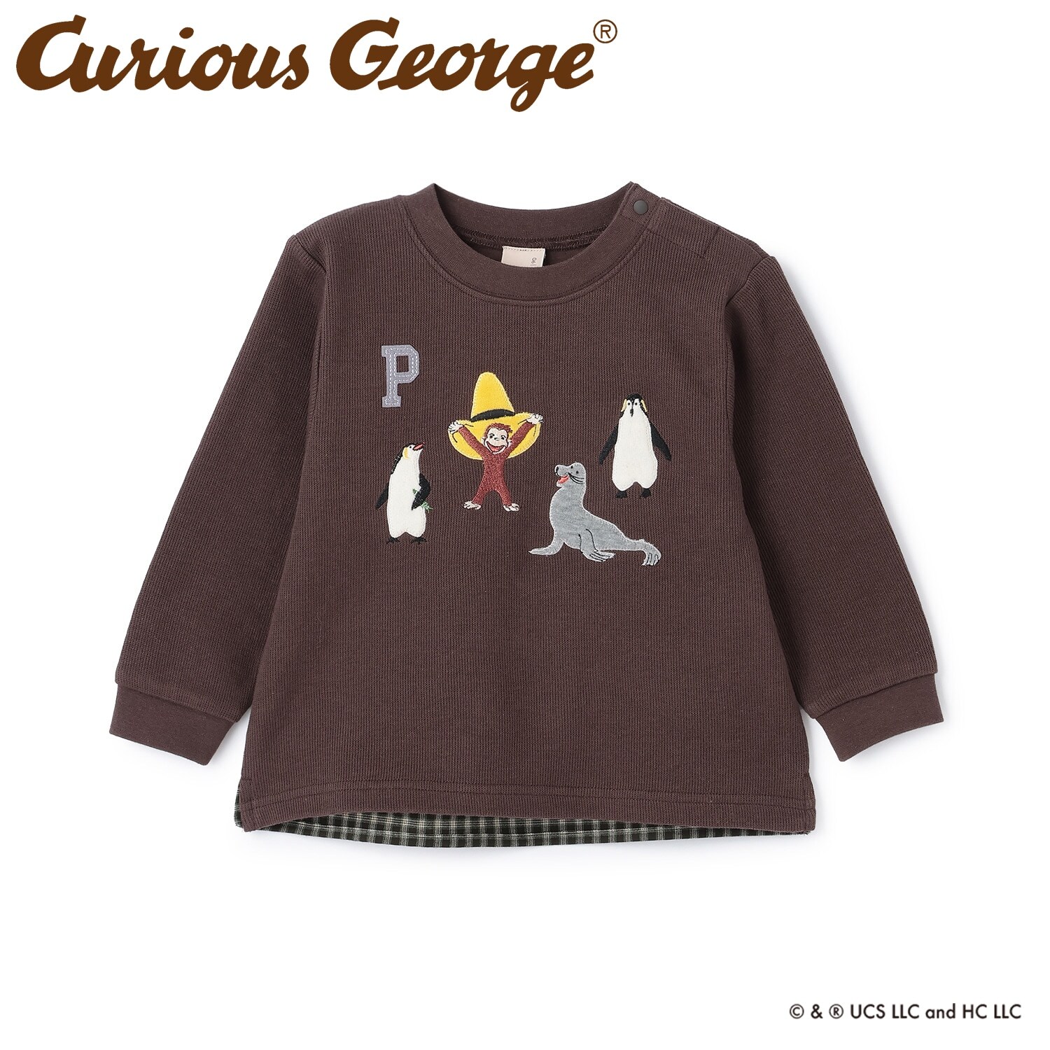 【おさるのジョージ】接結アップリケ長袖Tシャツ