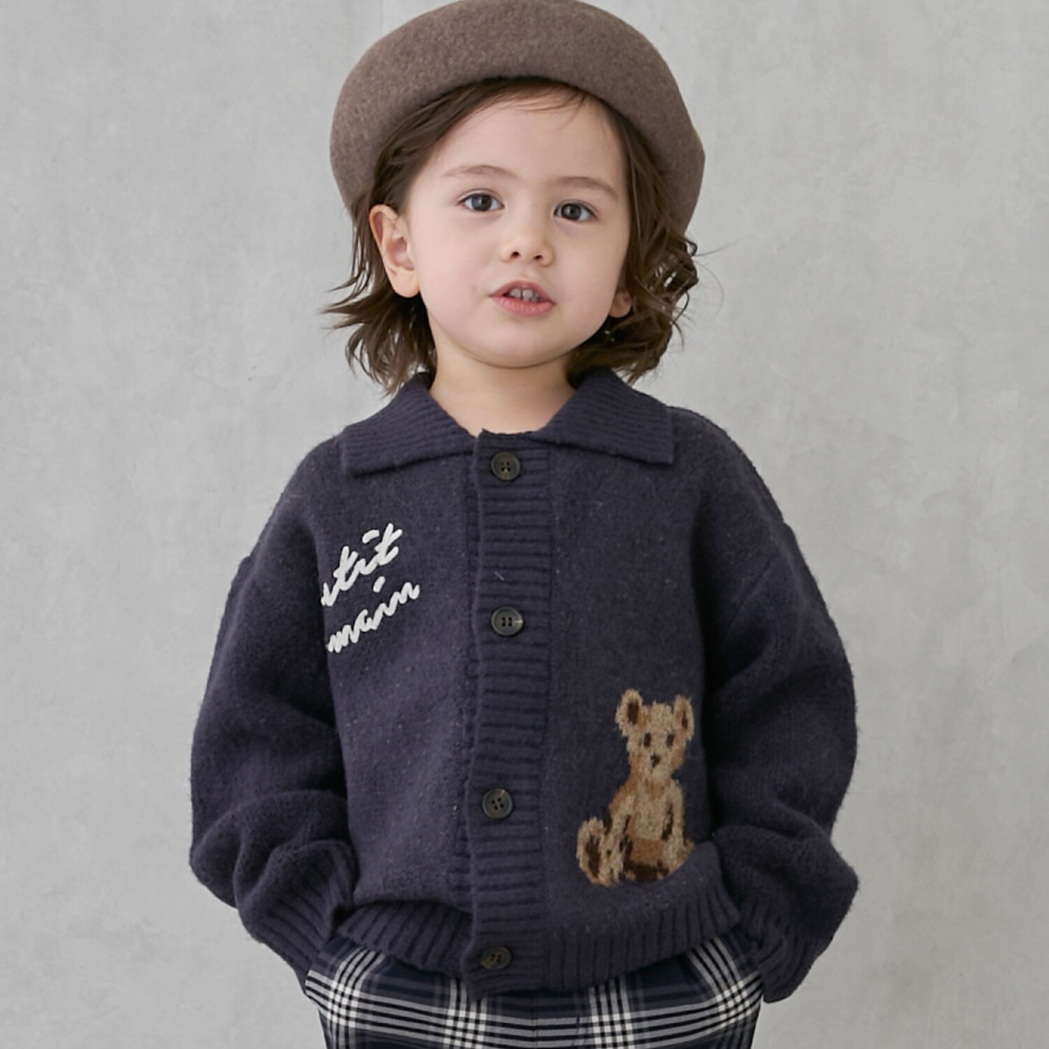 【ウォッシャブル】モチーフカウチンニットはおり